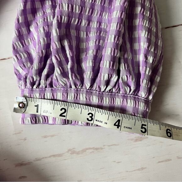 Zara Women's Blogger Style Lilac Gingham Pattern Rushed Side Mini Dress Sz L - Picture 4 of 16